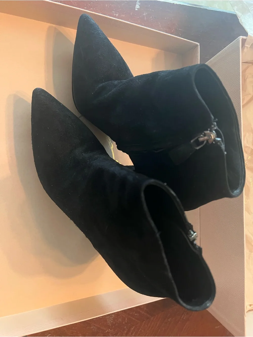 PRADA Black Suede Platform Ankle Boots